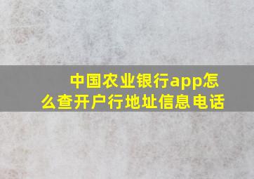 中国农业银行app怎么查开户行地址信息电话