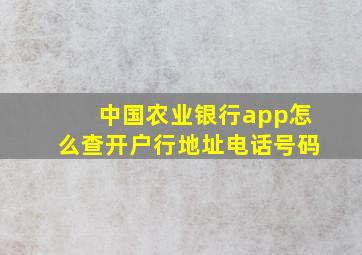 中国农业银行app怎么查开户行地址电话号码