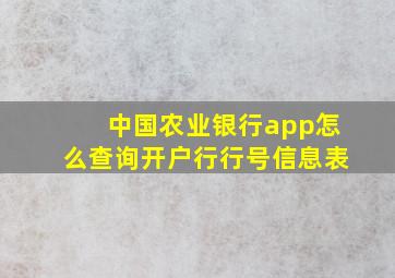 中国农业银行app怎么查询开户行行号信息表