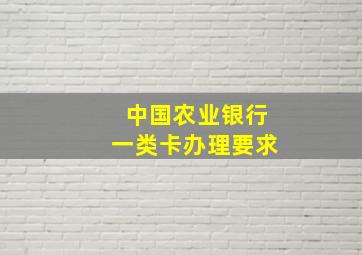 中国农业银行一类卡办理要求