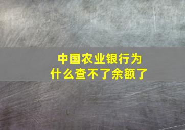 中国农业银行为什么查不了余额了