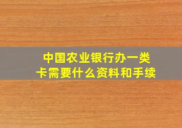 中国农业银行办一类卡需要什么资料和手续