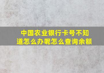 中国农业银行卡号不知道怎么办呢怎么查询余额