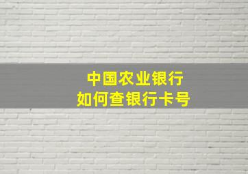 中国农业银行如何查银行卡号