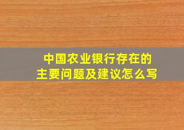 中国农业银行存在的主要问题及建议怎么写