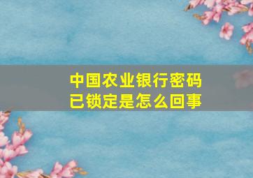 中国农业银行密码已锁定是怎么回事