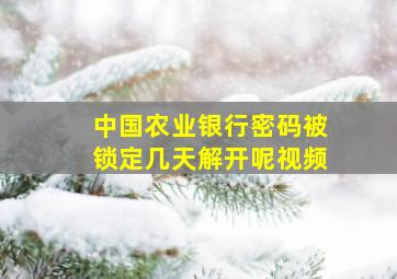 中国农业银行密码被锁定几天解开呢视频