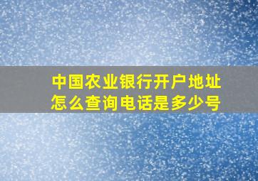 中国农业银行开户地址怎么查询电话是多少号