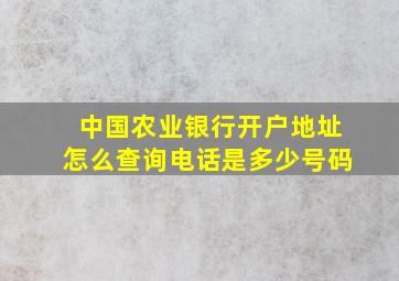 中国农业银行开户地址怎么查询电话是多少号码