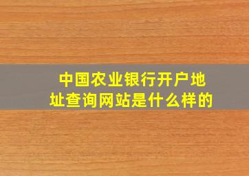 中国农业银行开户地址查询网站是什么样的