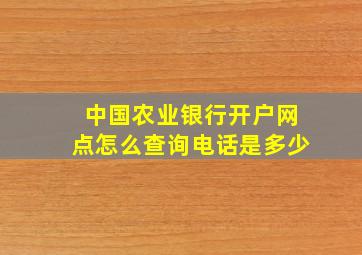 中国农业银行开户网点怎么查询电话是多少