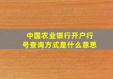 中国农业银行开户行号查询方式是什么意思