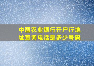 中国农业银行开户行地址查询电话是多少号码