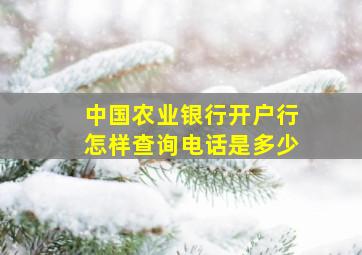 中国农业银行开户行怎样查询电话是多少