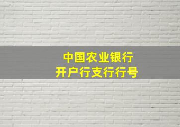 中国农业银行开户行支行行号