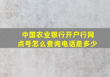 中国农业银行开户行网点号怎么查询电话是多少