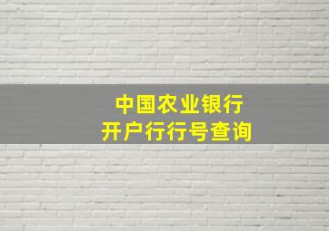 中国农业银行开户行行号查询