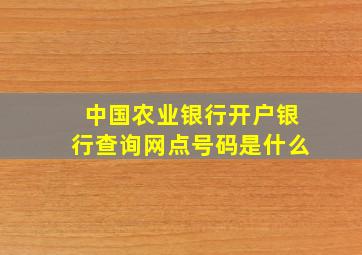 中国农业银行开户银行查询网点号码是什么