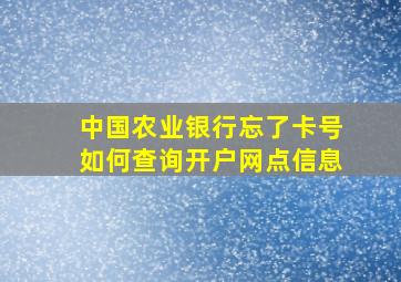 中国农业银行忘了卡号如何查询开户网点信息