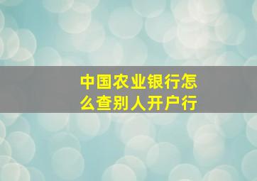 中国农业银行怎么查别人开户行