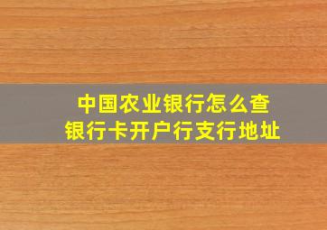 中国农业银行怎么查银行卡开户行支行地址