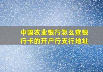 中国农业银行怎么查银行卡的开户行支行地址