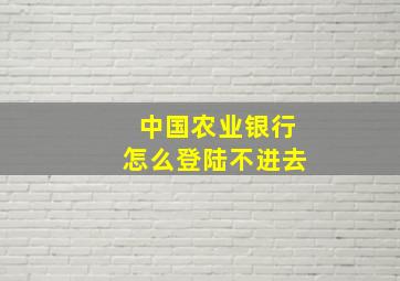 中国农业银行怎么登陆不进去