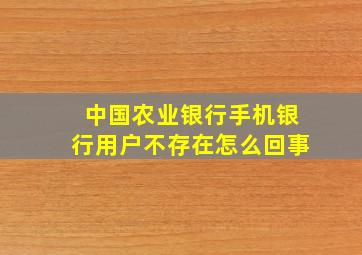 中国农业银行手机银行用户不存在怎么回事