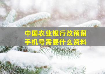 中国农业银行改预留手机号需要什么资料