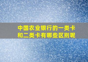 中国农业银行的一类卡和二类卡有哪些区别呢