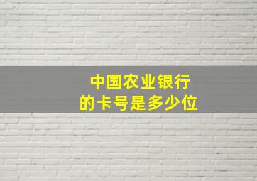 中国农业银行的卡号是多少位