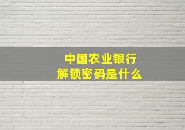 中国农业银行解锁密码是什么