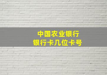 中国农业银行银行卡几位卡号