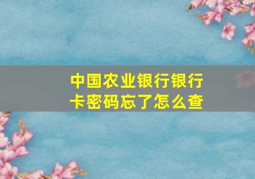 中国农业银行银行卡密码忘了怎么查