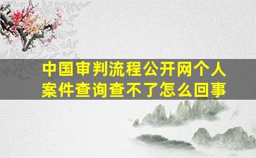 中国审判流程公开网个人案件查询查不了怎么回事