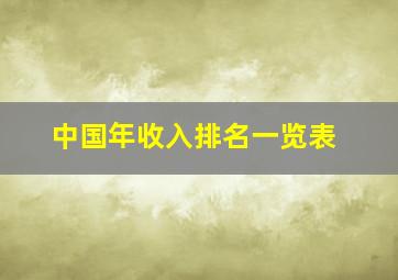 中国年收入排名一览表