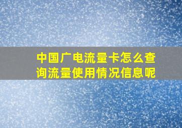 中国广电流量卡怎么查询流量使用情况信息呢