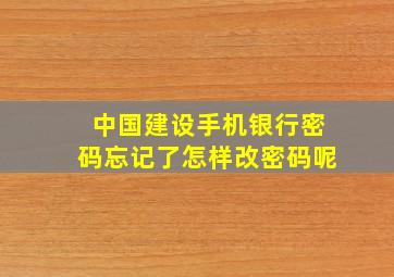 中国建设手机银行密码忘记了怎样改密码呢