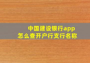 中国建设银行app怎么查开户行支行名称