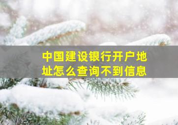 中国建设银行开户地址怎么查询不到信息