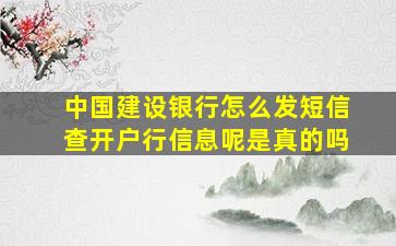 中国建设银行怎么发短信查开户行信息呢是真的吗