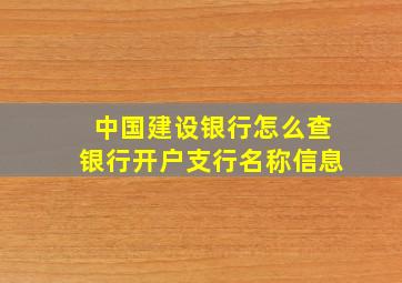 中国建设银行怎么查银行开户支行名称信息