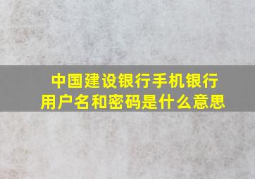 中国建设银行手机银行用户名和密码是什么意思