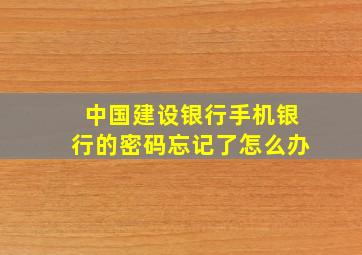 中国建设银行手机银行的密码忘记了怎么办