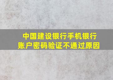 中国建设银行手机银行账户密码验证不通过原因