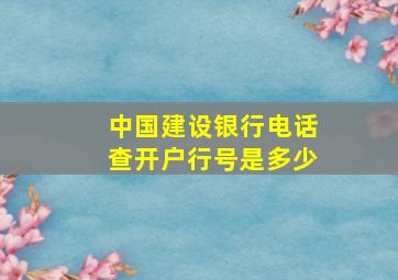 中国建设银行电话查开户行号是多少