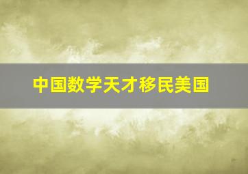 中国数学天才移民美国