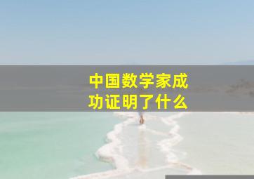 中国数学家成功证明了什么