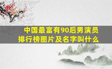 中国最富有90后男演员排行榜图片及名字叫什么