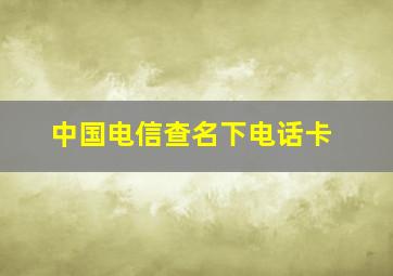 中国电信查名下电话卡